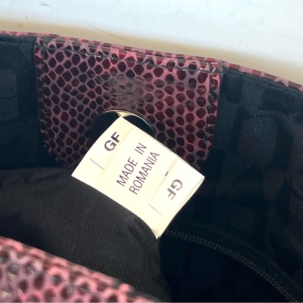 FURLA NEW Burgundy Snake Python Embossed Leather Single Handle Hobo Shoulder Bag - Picture 14 of 16